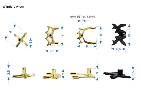 Wysokiej jakości podpórki z gwintem 3/8" (ok. 9,5mm) - do wyboru