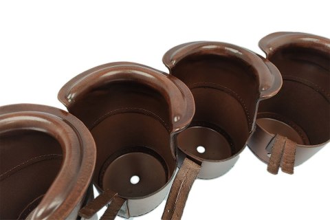 Komplet 6 skórzanych koszyków z łuzami