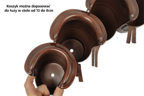 Komplet 6 skórzanych koszyków z łuzami