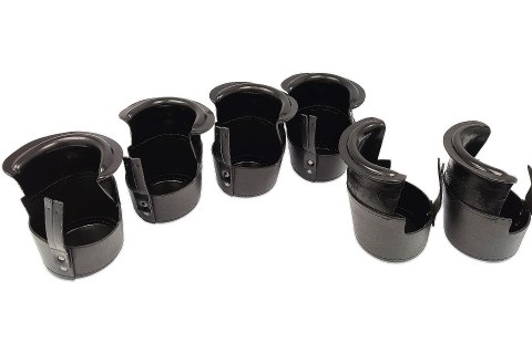 Komplet 6 skórzanych koszyków z łuzami