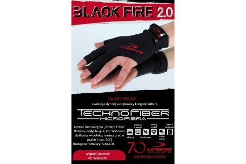 Rękawiczka bilardowa Black Fire 2.0 Longoni- lewa i prawa do wyboru