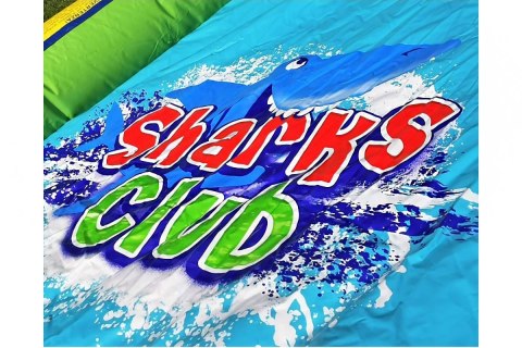 Dmuchana zjeżdżalnia wodna Happy Hop - Shark czerwony