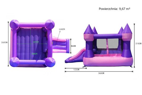 Dmuchany zamek ze zjeżdżalnią Happy Hop - różowy