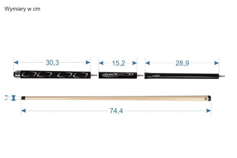 Kij Players PureX HXT-P1 - Break-Jump-Cue w kolorze czarnym